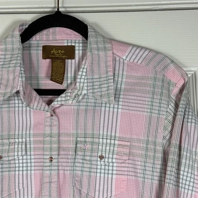 Aura от Wrangler женщин розовый клетку жемчуг Snap Western на пуговицах эластичной размер LG - Изображение 1 из 4