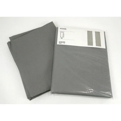 IKEA Vivan Curtains Gray 57x98.5 3 Panels Solid Opaque Polyester Cotton Drapes - Image 1 of 4