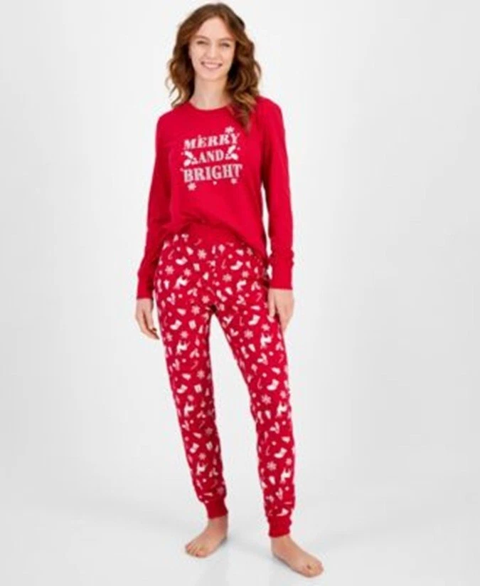 Macy's family PJ's long sleeve Sleep Top Red Size XX-Large "merry and bright"