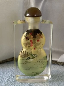 Botella de tabaco china de vidrio pintado al revés 1950 caja original asiática como nueva - Imagen 1 de 11