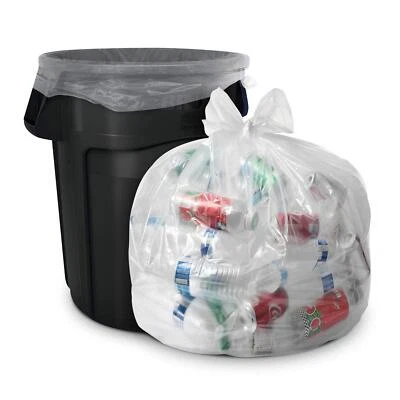 Clear Refuse Sacks Strong Polythene Bin Liners Waste Rubbish Bags 18x29x39" 140G - Image 1 of 4
