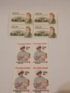 MINT NH OG TWO 18 CENT STAMP BLOCKS FV 1.44 CV 7.60 - Picture 1 of 2