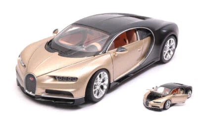 MODELLINO AUTO STATICO WELLY BUGATTI CHIRON ORO NERO MODELLISMO SCALA 1:24-27 - Immagine 1 di 2