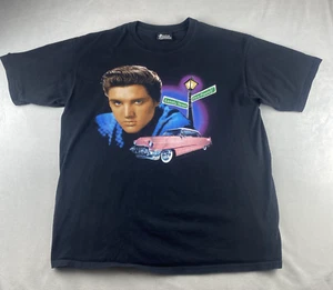 Vintage 90s Elvis Presley Blvd Pink Cadillac Graceland Black T-Shirt Memphis XL READ - Bild 1 von 10
