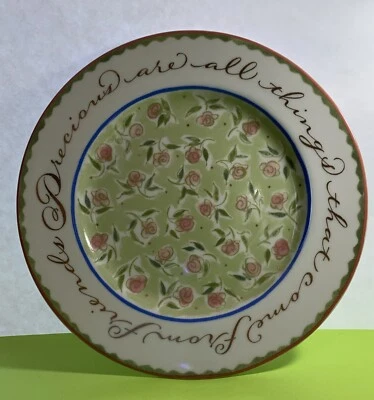 "Plato decorativo Andrea by Sadek 8 1/4"" verde y rosa hecho en Japón" Foto 1 de 4