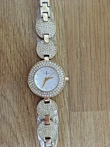 JASPER CONRAN LADIES DESIGNER GEM SET DRESS WATCH RRP £110 GOLD PLATED - Picture 1 of 5