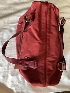TUMI Burnt Red Travel Tote Purse Bag Leather trim/Nylon-Authentic - Picture 1 of 19