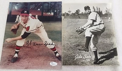 Warren Spahn and Joe Satin Boston Braves Signed 8x10 Photos JSA - Image 1 of 4