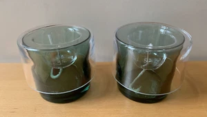 2x NYX, Rare, Modern, Handmade, Glass Oil Lamps, Transparent Green & Clear - Picture 1 of 11