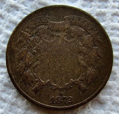 1872 2 Cent Piece Rare Key Date Chocolate Brown VF / XF  Detail Grainy Porous Cover