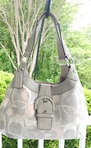 Coach MEDIUM F19193 Vintage Soho Lynn Gray Multicolor Signature C Canvas Hobo - Picture 1 of 21