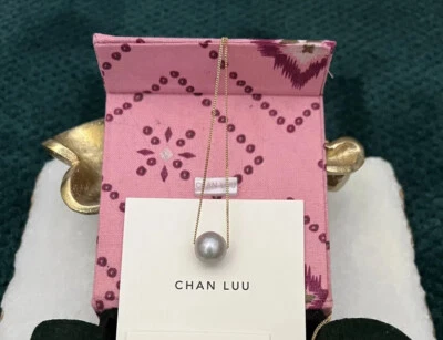 NUEVO CON ETIQUETAS $125 Chan Luu 18K GP Largo Flotante 13mm Collar Perla Gris ~ ¡Boho! Foto 1 de 4