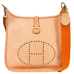Hermes Orange Dalmatian Buffalo Skipper Evelyn PM Shoulder Bag R□F 59593 - Picture 1 of 10