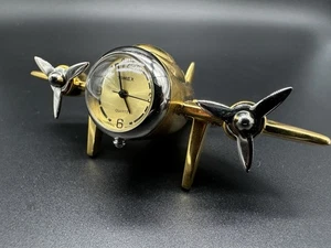 Timex Collectible Airplane Mini-Clock Gold Finish Tone (UNTESTED) - Picture 1 of 8