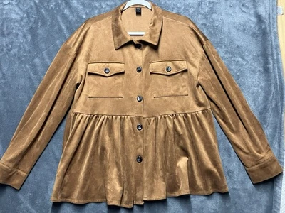 Blusa Chaqueta Mujer Rosa Esmeria L Camel Peplum Imitación Gamuza Vaquera Ecuestre Foto 1 de 4