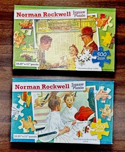Norman Rockwell Puzzles The a Jewelry Shop & First Trip To Beauty Shop - Sealed - Picture 1 of 4