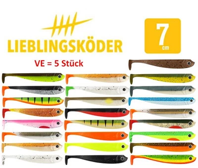 Lieblingsköder Gummifisch 7,0cm 5er-Pack Standard+Sonderfarben teilw. UV aktiv