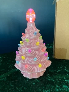 Osterei beleuchteter rosa Keramikbaum, 7 Zoll Retro Weihnachtsstil, neu mit Box - Bild 1 von 18