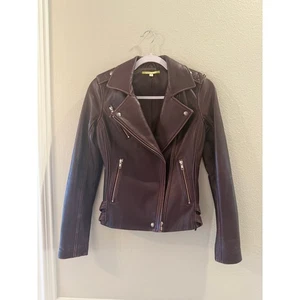 Gianni Bini Giacca Moto Plum Donna Vera Pelle Zip Fibbie a Scatto Tg XS - Foto 1 di 7
