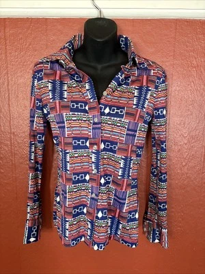 Винтажная рубашка 70-х из поли нейлона на пуговицах с заостренным воротником новинка диско размер M - Изображение 1 из 4