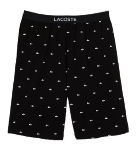 Neu Herren Lacoste Kroko Allover-Druck Logo Bund schwarz Pyjama Schlafshorts M - Bild 1 von 3