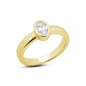 1ct I VS1 Oval Shape Natural Diamond 18k Halo Solitaire Engagement Ring - Picture 1 of 3