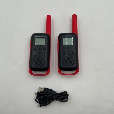 Motorola Solutions Portable FRS T210 Talkabout Two-Way Radios Black W/Red 2 Pack - Image 1 of 3