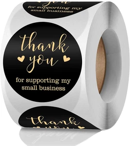 Thank You Supporting My Small Business Aufkleber 2 Zoll rund 500 Stück schwarz - Bild 1 von 12