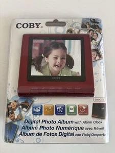 Coby Digital Photo Album with Alarm Clock, 3.5 Inches (Red Model DP356) NEW - Picture 1 of 2