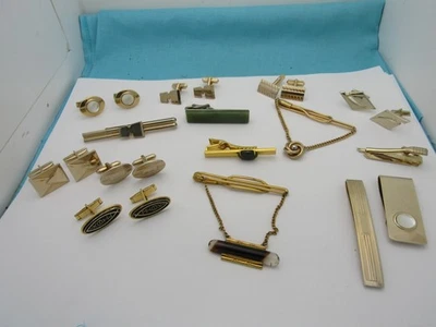 Gemelos chapados en oro para hombre lote de 14 accesorios clips de corbata, alfileres, clip para dinero Foto 1 de 4