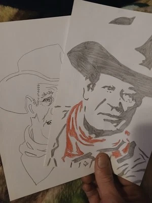 DUQUE "Paquete de 2" DOS dibujos de John Wayne Foto 1 de 3