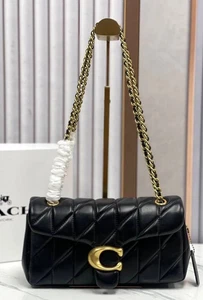 CP150 Coach Black / Gold Tabby Shoulder Bag 26 Quilted Leather Outlet NWT - Picture 1 of 8