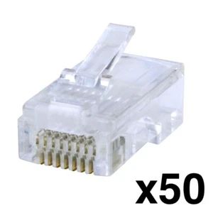 Conectores Construct Pro Quick Crimp RJ-45 Cat6 (frasco de 50, transparente) - Imagen 1 de 6