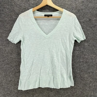 Camiseta Banana Republic Mujer PXS Pequeña Gris Cuello en V Manga Corta Lino Informal Foto 1 de 4