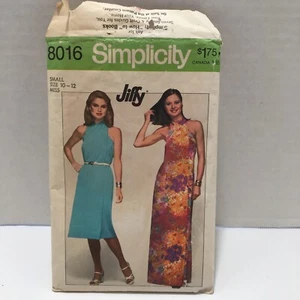 Simplicity 8016 Misses Jiffy Front Wrap Halter Dress Pattern 10-12 Uncut Vtg - Picture 1 of 8