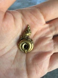 Tiny Naga Statue Figurine Dragon Brass Serpant Talisman Thai Buddha Amulet - Picture 1 of 3