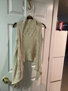 MOSSIMO SUPPLY CO Pullover Weste creme beige Strick Häkel Baumwolle ärmellos XL - Bild 1 von 10