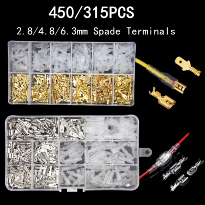 450/315X Assorted Electrical Wire Crimp Connector Male Female Spade Terminal Kit - Image 1 of 4