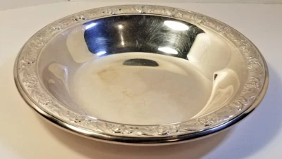 古董老式/复古 Reed & Barton 经典玫瑰设计镀银碗盘 6 1/4 — 第 1/4 张图片