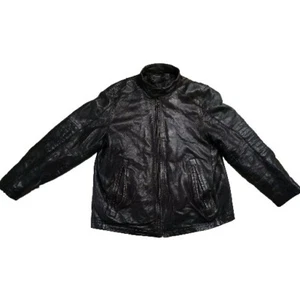 Vintage Perry Ellis Men’s Leather Bomber Jacket Size L/XL Grunge Goth Gothic - Picture 1 of 7
