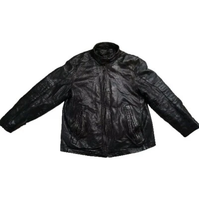 Vintage Perry Ellis Men’s Leather Bomber Jacket Size L/XL Grunge Goth Gothic - Image 1 of 4