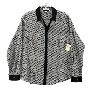 Camisa Top Coldwater Creek Mujer M Infinity Sin Hierro Negra Blanca Abotonada - Imagen 1 de 8