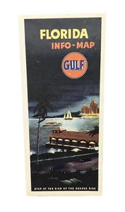 Gulf Oil Florida/Cuba Info Rand McNally & Company Made In USA Vintage Map - Picture 1 of 3
