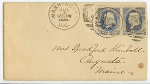 1884 Washington DC 1ct Banknote pair to Mrs Bradford Kimball Augusta, Maine - Picture 1 of 1