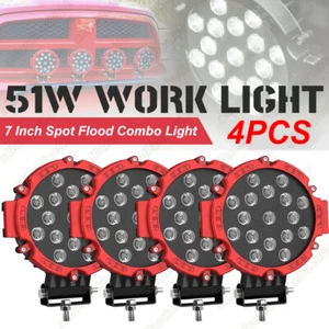 4x 7inch Flush Mount LED Work Light Bar Pods Fog Offroad Driving Flood Spot SUV - Picture 1 of 7