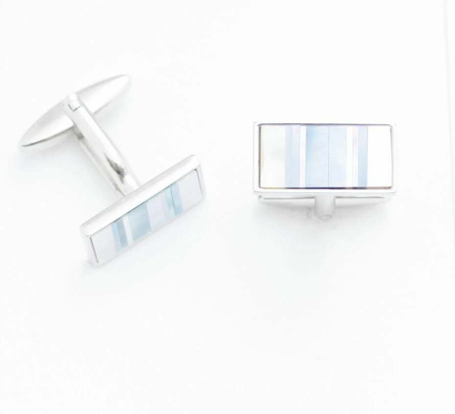 C0360 Gemelos Gemelos Azul Claro Blanco Madreperla Tiras Barras Verticales Foto 1 de 1