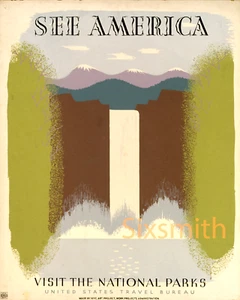 Giclee de Bellas Artes Visit the National Parks Vintage Sin Fronteras Alta Res 8x10 - Imagen 1 de 1