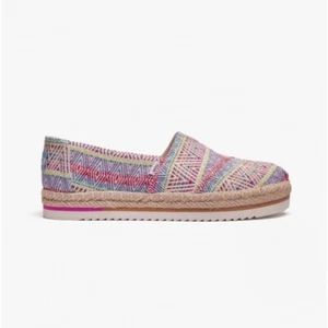 TOMS ALPARGATA PLATFORM ROPE Aztec Ladies Summer Holiday Canvas Espadrilles