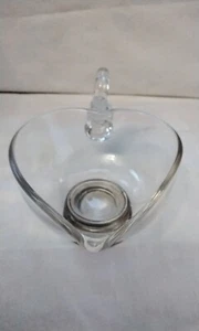 Vintage Glass & Stainless Silver base Heart Shape creamer Or Gravy Boat, Handle - Picture 1 of 8