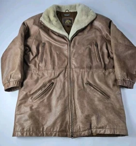 VTG Adventure Bound Wilsons 100% Leather Jacket Thinsulate Faux Fur Collar Sz L - Picture 1 of 17